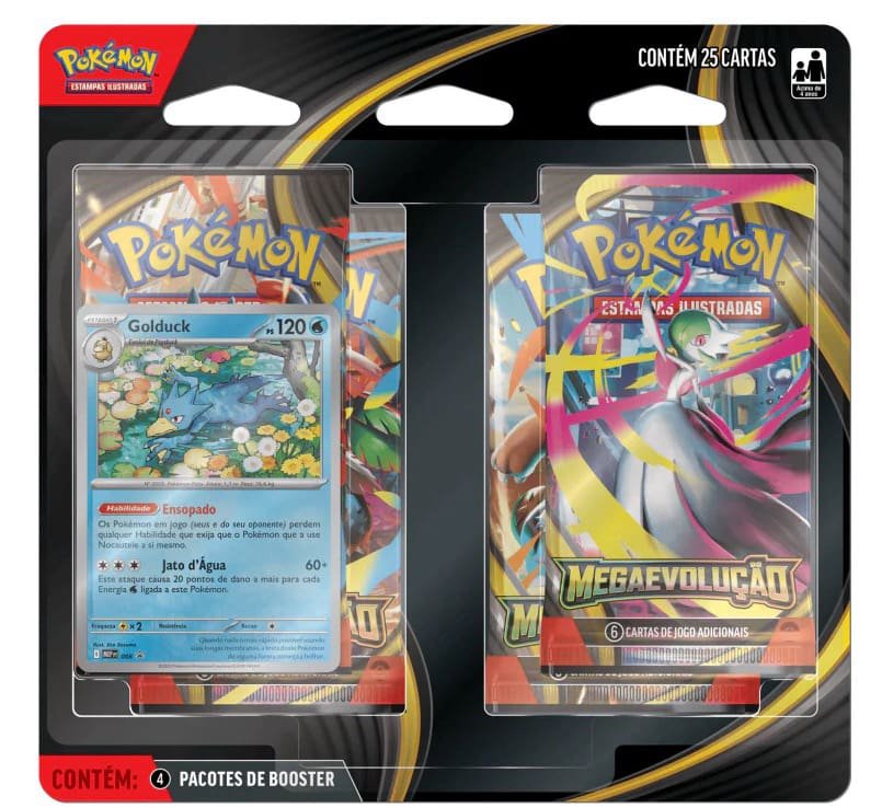 Blister Quádruplo (Meg) - Mega Evolução I (Golduck) - Pokémon Tcg