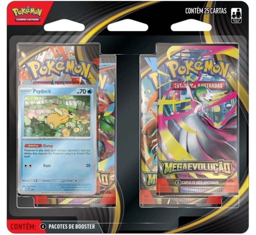 Blister Quádruplo (Meg) - Mega Evolução I (Psyduck) - Pokémon Tcg