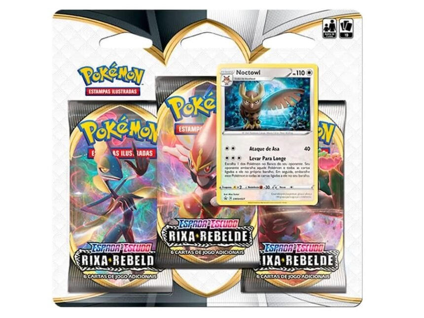 Blister Triplo (Espada & Escudo 2) - Rixa Rebelde (Noctowl) - Pokémon Tcg