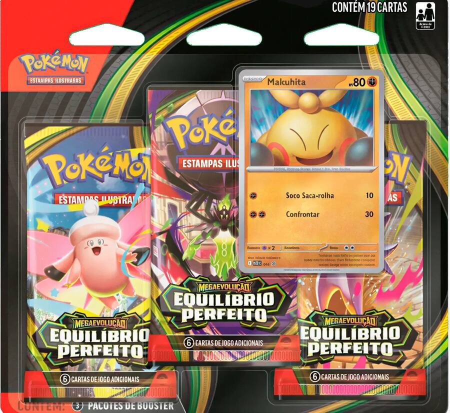 Blister Triplo (Makuhita) - Equilíbrio Perfeito - Pokémon Tcg