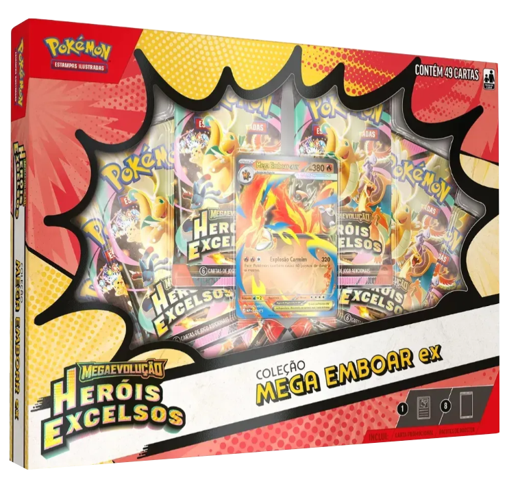 Box Coleção Heróis Excelsos (Mega Emboar ex) - Pokémon Tcg (01)