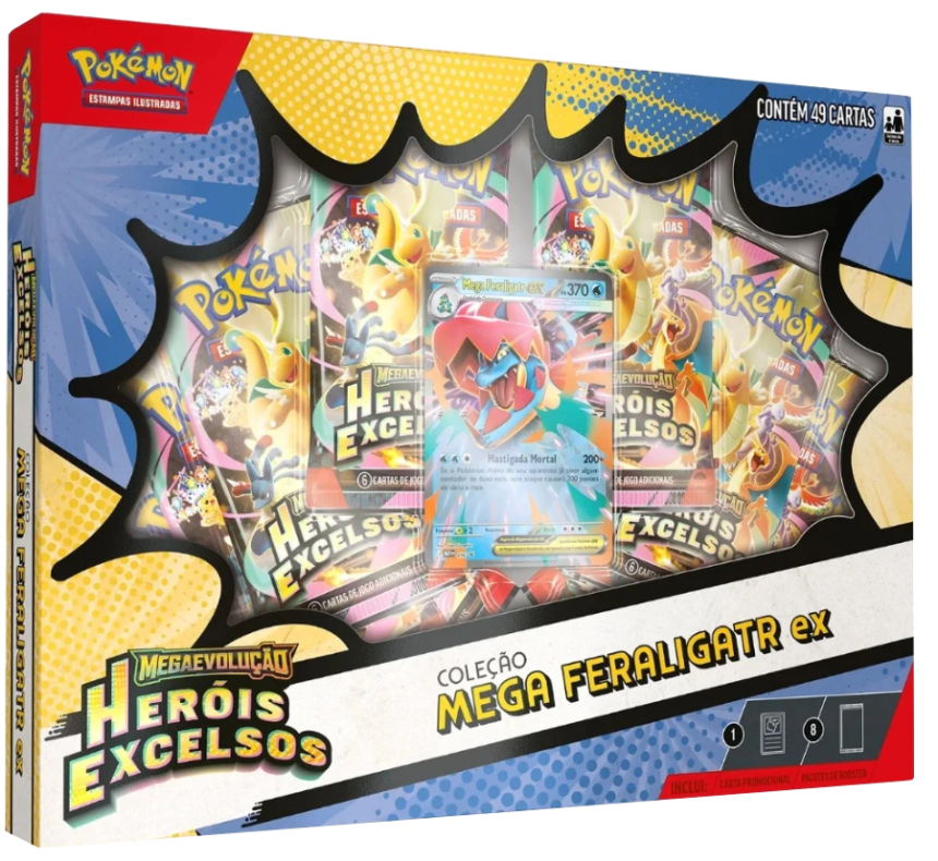 Box Coleção Heróis Excelsos (Mega Feraligatr ex) - Pokémon Tcg (03)